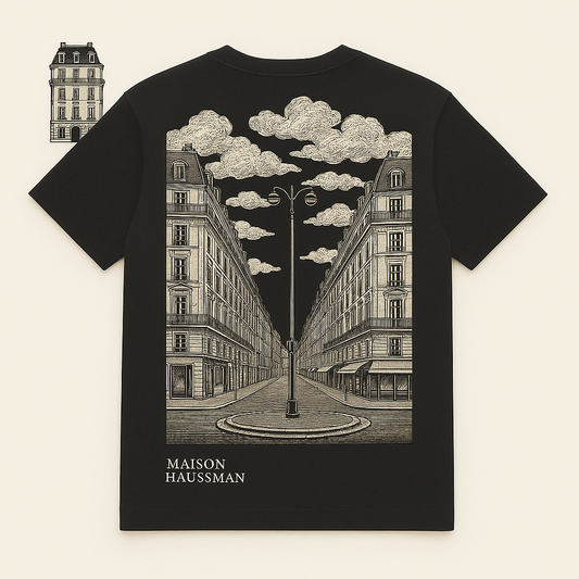 T-Shirt Nuit sur Paris à manches courtes Noir